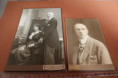 zwei tolle alte Kabinettfotos - Portait Mann und Paar - Berlin - 1900-1910 ?