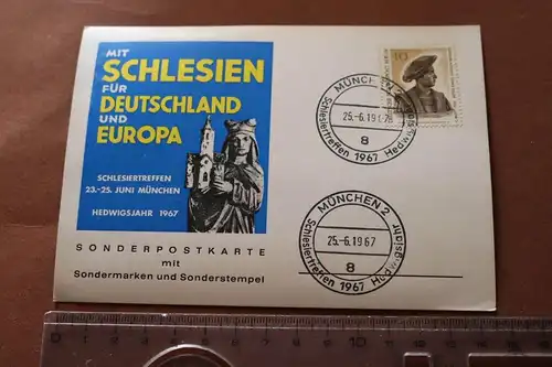 Sonderpostkarte Mit Schlesien für Deutschland und Europa Schlesiertreffen 1967