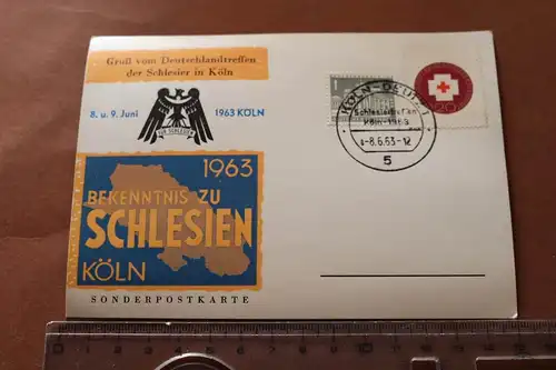 Sonderpostkarte Deutschlandtreffen der Schlesier 1963, Bekenntnis zu Schlesien, 