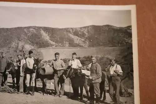 altes Foto - Soldaten bei Beladeprobe der Mulis in Bulgarien