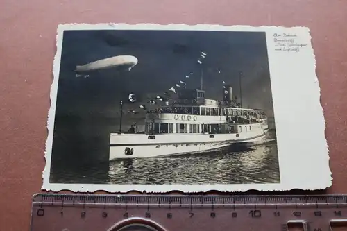 alte Karte - Bodensee - Dampfer Stadt Ueberlingen und Zeppelin 30-40er Jahre