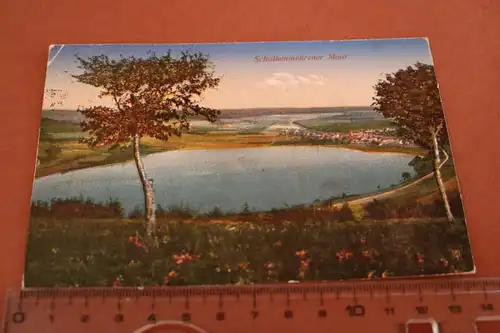 tolle alte Karte - Schalkenmehrener Maar  Eifel 1925