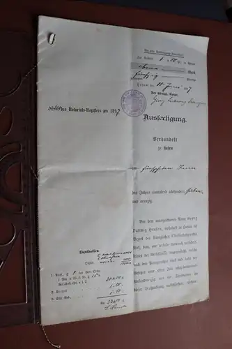 tolle alte Notar-Ausfertigung ?? Husum 1897  mit zwei Siegel innen ??? 