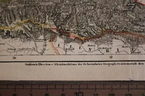 toller alter Stahlstich - Erz-Herzogthum Oesterreich  Ob der Enns 1853