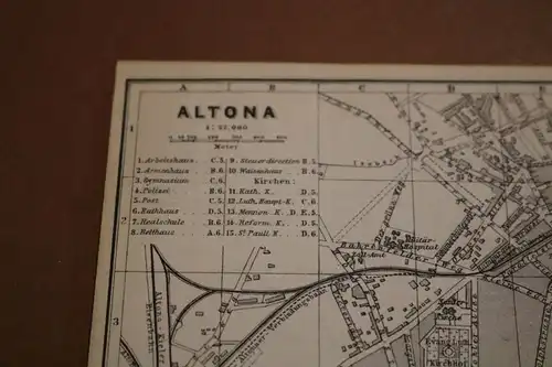 toller alter kleiner Stadtplan - Altona und St. Pauli - Alter ???