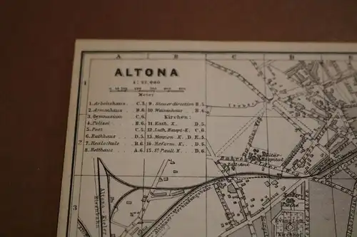 toller alter kleiner Stadtplan - Altona und St. Pauli - Alter ??? 