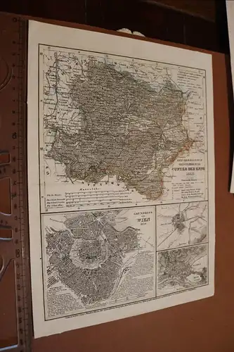 toller alter Stahlstich - Erz-Herzogthum Oesterreich  Ob der Enns 1853 (2)  