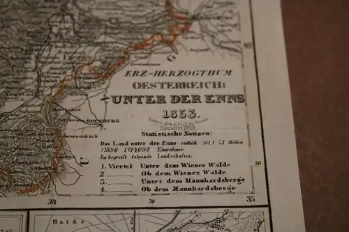 toller alter Stahlstich - Erz-Herzogthum Oesterreich  Ob der Enns 1853 (2)  