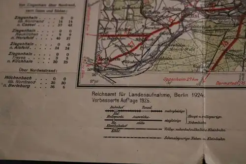 tolle alte D.M. Landkarte - Raum Frankfurt am Main  1925