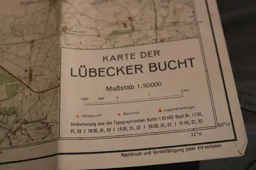 tolle alte Landkarte - Die Lübecker Bucht 1:500000  50-60er Jahre ?