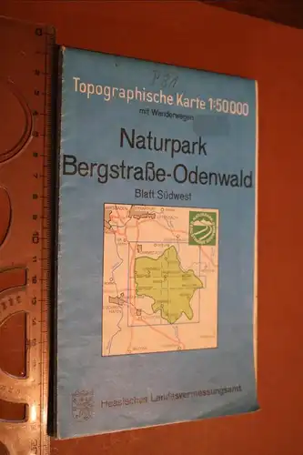 tolle alte Landkarte  Naturpark Bergstraße Odenwald