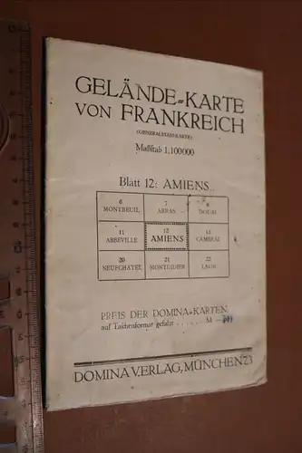 tolle alte Geländekarte Frankreich Amiens  1910-20 ???