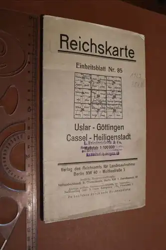 tolle alte Reichskarte Einheitsblatt Nr. 85 - Uslar, Göttigngen, Cassel 1923