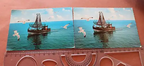 zwei tolle alte Karten - Fischerboot  Nordsee Tossens