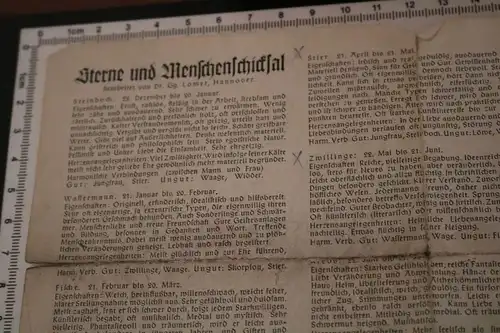 altes Kalenderblatt - Ende November - Jahr ??  Rückseite Sternzeichenerklärung