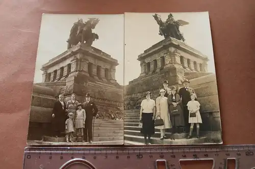 zwei tolle alte Familienfotos 1928 am deutschen Eck - Denkmal