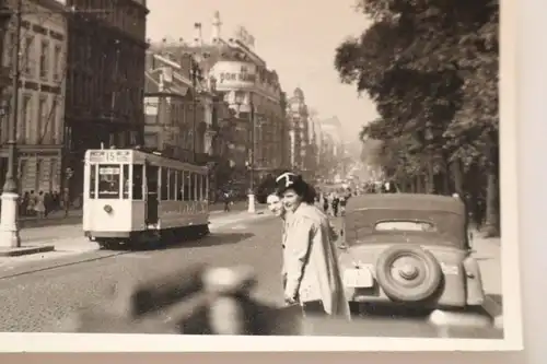 altes Foto - Strassenbahn Strasse Gebäude Werbung - Frankreich - Paris ????