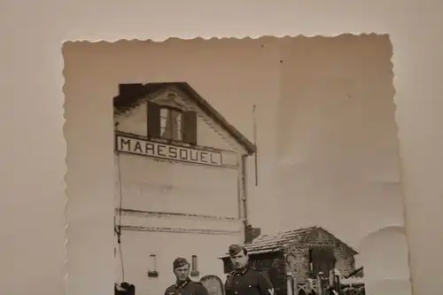 altes Foto - Soldaten - Bahnhof ?? Maresquel  Frankreich