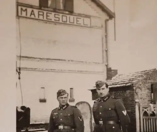 altes Foto - Soldaten - Bahnhof ?? Maresquel  Frankreich