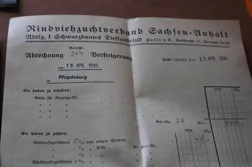 zwei alte Briefe des Rindviehzucht-Verband Sachsen-Anhalt 30er Jahre