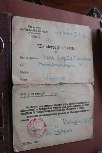 alter Wanderpersonalkarte - 1949  Landkreis Büdingen