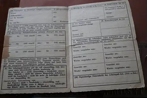  alter Arbeitspaß Arbeitsamt Frechen 1945/46