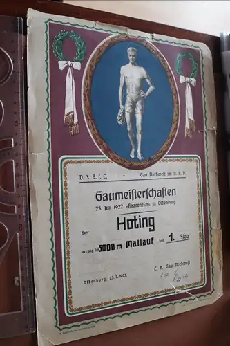 tolle alte Siegerurkunde Gaumeisterschaften Haarenesch Oldenburg 1922