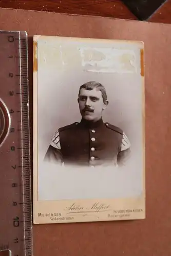 tolles altes CDV Foto - Portrait eines Soldaten - Musikkorps ? Hildburghausen