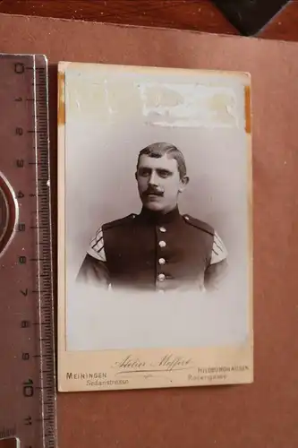 tolles altes CDV Foto - Portrait eines Soldaten - Musikkorps ? Hildburghausen 