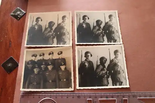 vier tolle alte Fotos  Gruppenfotos -  Soldaten - mal mit Stahlhelm