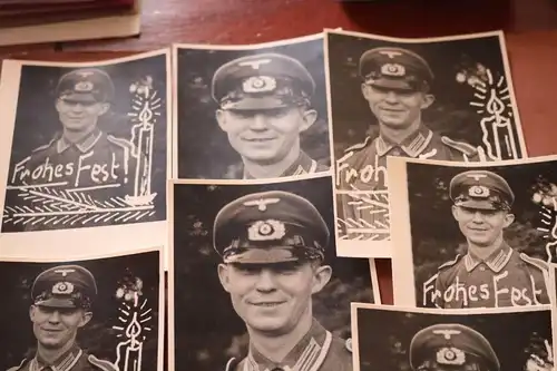 11 tolle alte Fotos Portraits eines Soldaten - teilweise mit Frohes Fest 1941