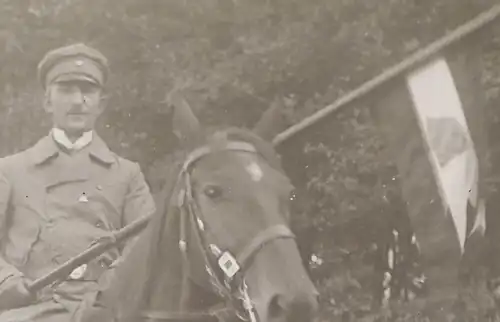 drei tolle alte Glasnegative - Reiter Uniform mit Standarte Stahlhelm 20er Jahre