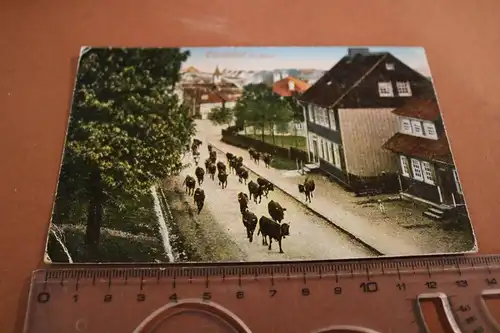 tolle alte Karte - Clausthal im Harz Bahnstempel Goslar-Altenau 1917