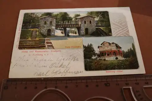 tolle alte Karte - Hotel und Restauration Saalburg 1906