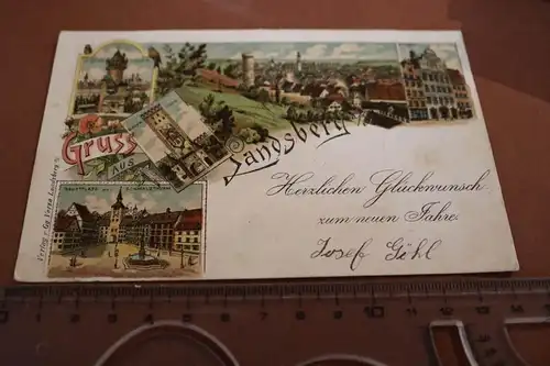 tolle alte Karte - Gruss aus Landsberg 1899 Neujahrsgruss