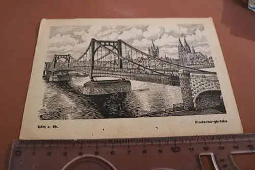 tolle alte Karte - Hindeburgbrücke - Köln am Rhein 1948