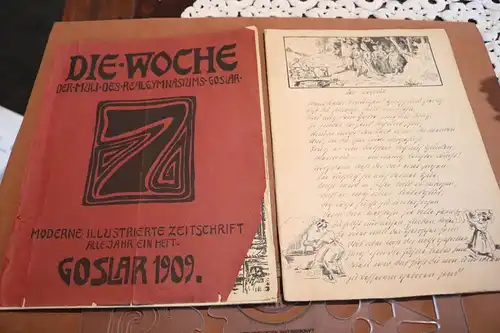 Rarität  Schülerzeitung Realgymnasium Goslar 1909 u. Manuskript Ger. Löbenberg ?