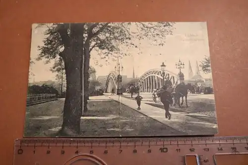 tolle alte Karte - Lübeck Hüxtertorbrücke 1911