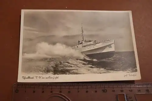 tolle alte Karte - Schnellboot S19 in voller Fahrt  1942