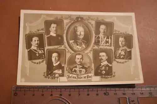 tolle alte Karte - Portraits Kaiser und Prinzen und Adel - Auf dem Feld der Ehre