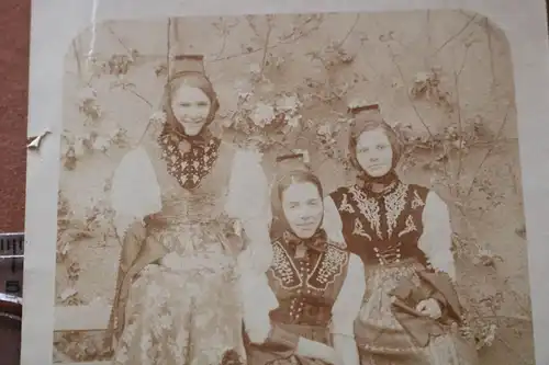 tolles altes Foto - drei Frauen in Tracht - Mainz oder Umgebung 1914