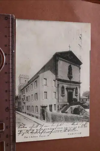 tolle alte Karte - Deutsches Mädchenheim und Kirche in Marseille 1915