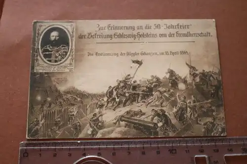 tolle alte Karte - 50 jähriges Jubiäum Befreiung Schleswig-Holstein 1914