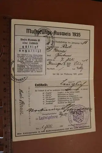 alter Musterungs-Ausweis 1935 aus Ludwigsburg