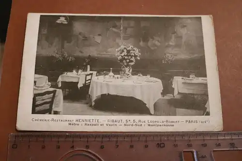 tolle alte Karte - Crémerie Restaurant Henriette Ribaut - Paris 1900-1920 ?