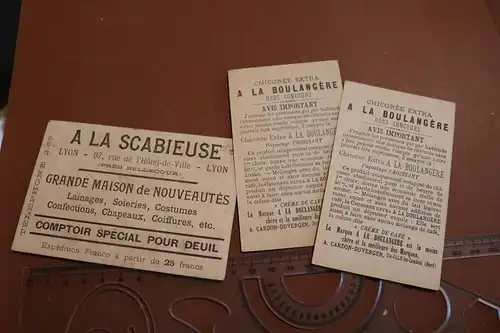 drei alte Sammelbilder Frankreich - a la Boulangere und a la Scabieuse