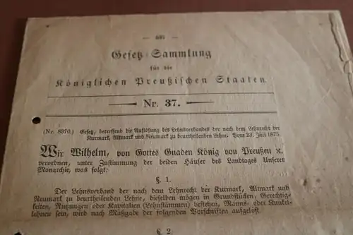 altes Gesetzblatt Nr. 37 - Königlichen Preußischen Staaten  1875