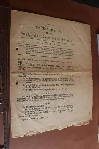 altes Gesetzblatt Nr. 9 - Königlichen Preußischen Staaten  1876