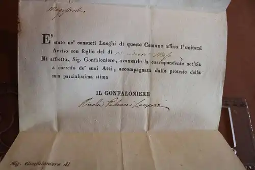 sehr alter Vordruckbrief von 1826 aus Italien Fermo, Comune di Monterubbiano