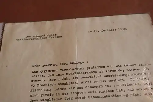 altes Schreiben von Deutschnationalen Handlungsgehilfen-Verband 1932
